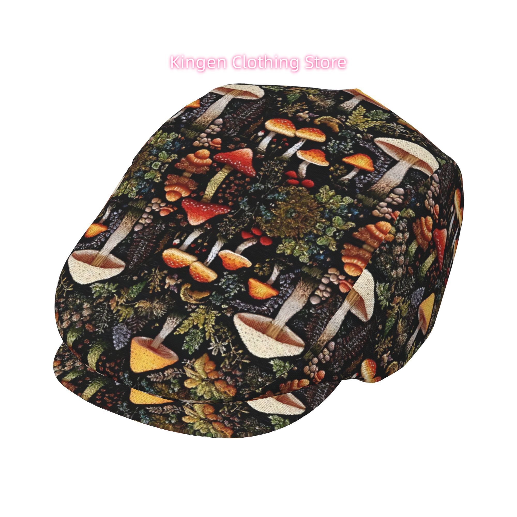 Newsboy Cap Ivy - Mysterious Forest Floor Mushroom Pattern Men