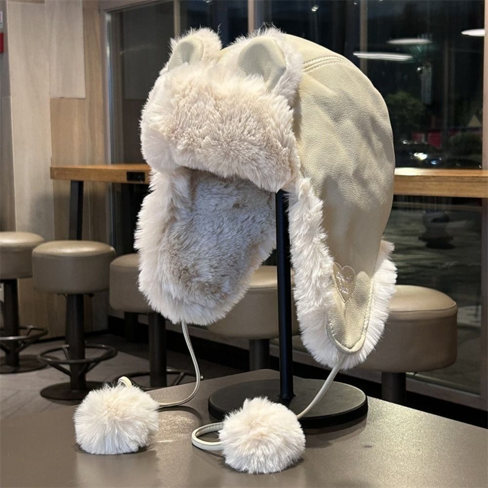 Cozy Faux Leather Bear Ear Tra - Winter Trapper Hat recension och pris